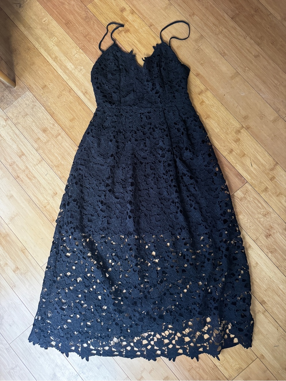 Astr Black Lace Dress with Spaghetti Straps - Medium